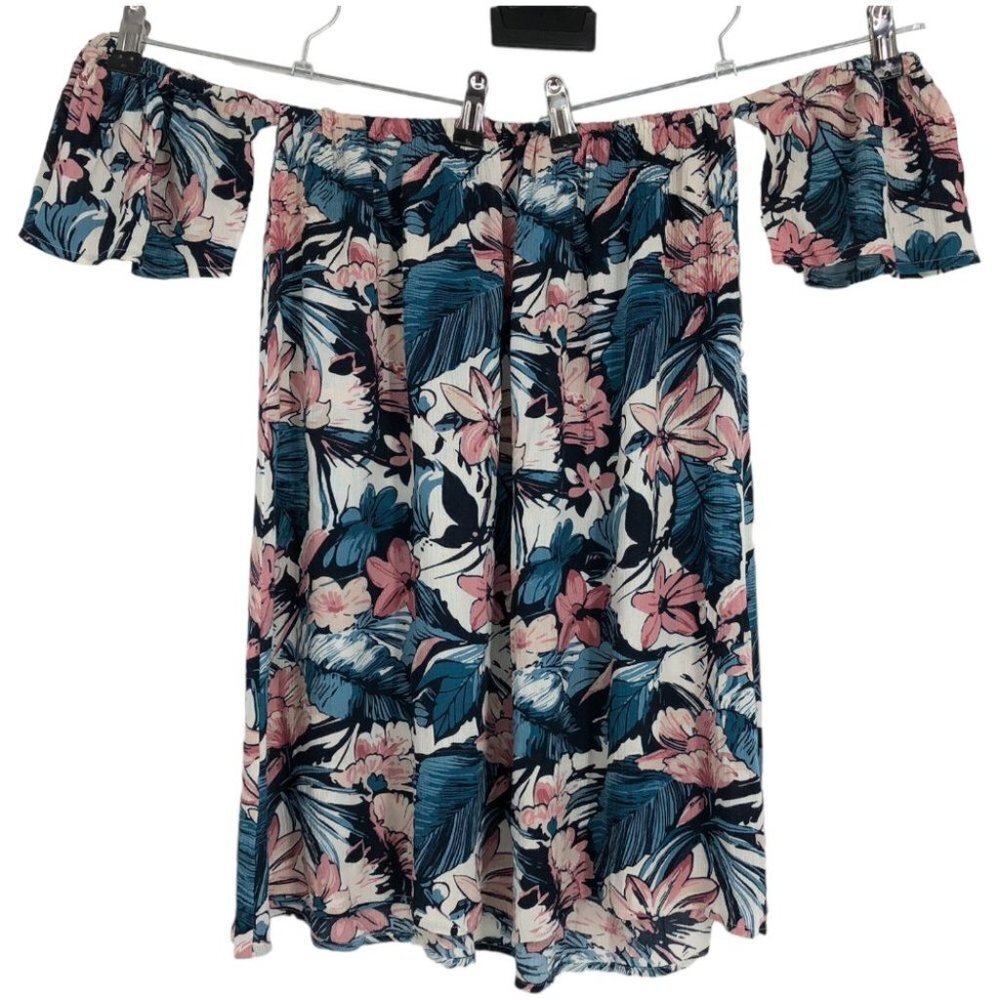 Spiritual Gangster Blue Floral Waikiki Off the Shoulder micro mini dress size S - Picture 3 of 13